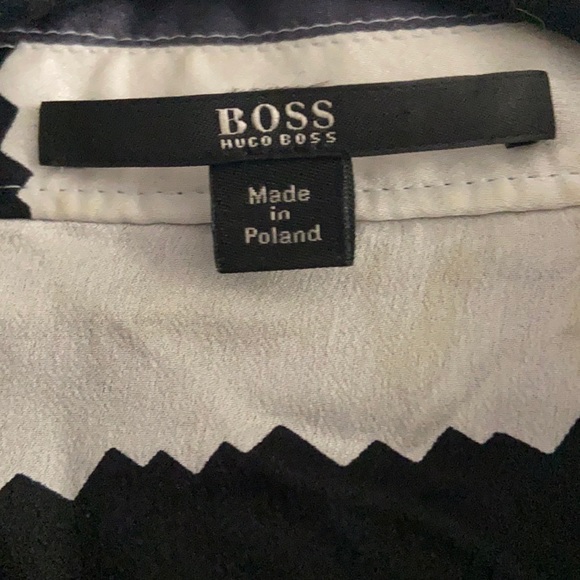 NWOT Hugo Boss Blue Printed Wrap Blouse, size 12 - Picture 2 of 10
